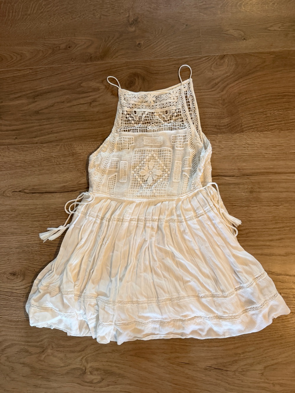 Free People White Crochet Mini Dress